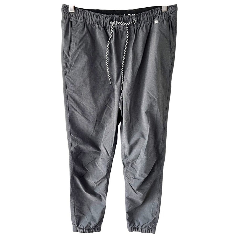 Hurley Mens Small Gray Nylon Blend Elastic Waist Tapered Jogger Pants Stretch
